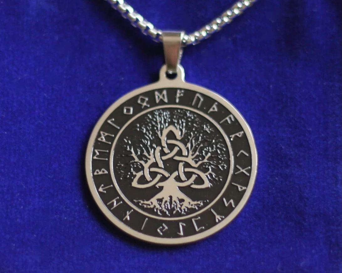 Triquetra Tree of Life Pendant Necklace with Gift Pouch
