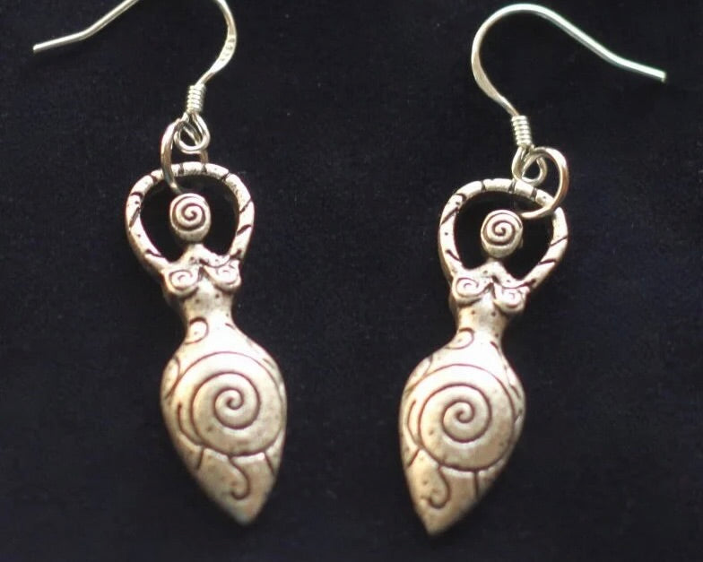 Spiral Goddess Pendant Earrings with Gift Pouch