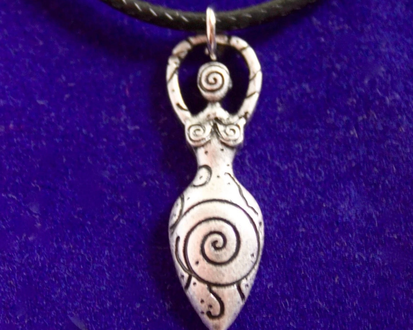 Small Spiral Goddess Pendant Cord Necklace with Gift Pouch
