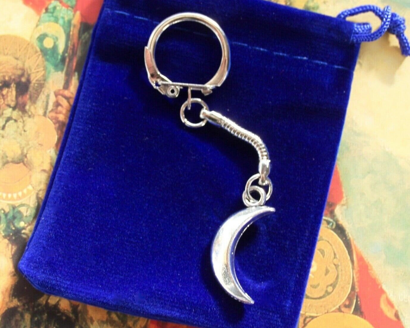 3D Crescent Moon Keyring with Gift Pouch