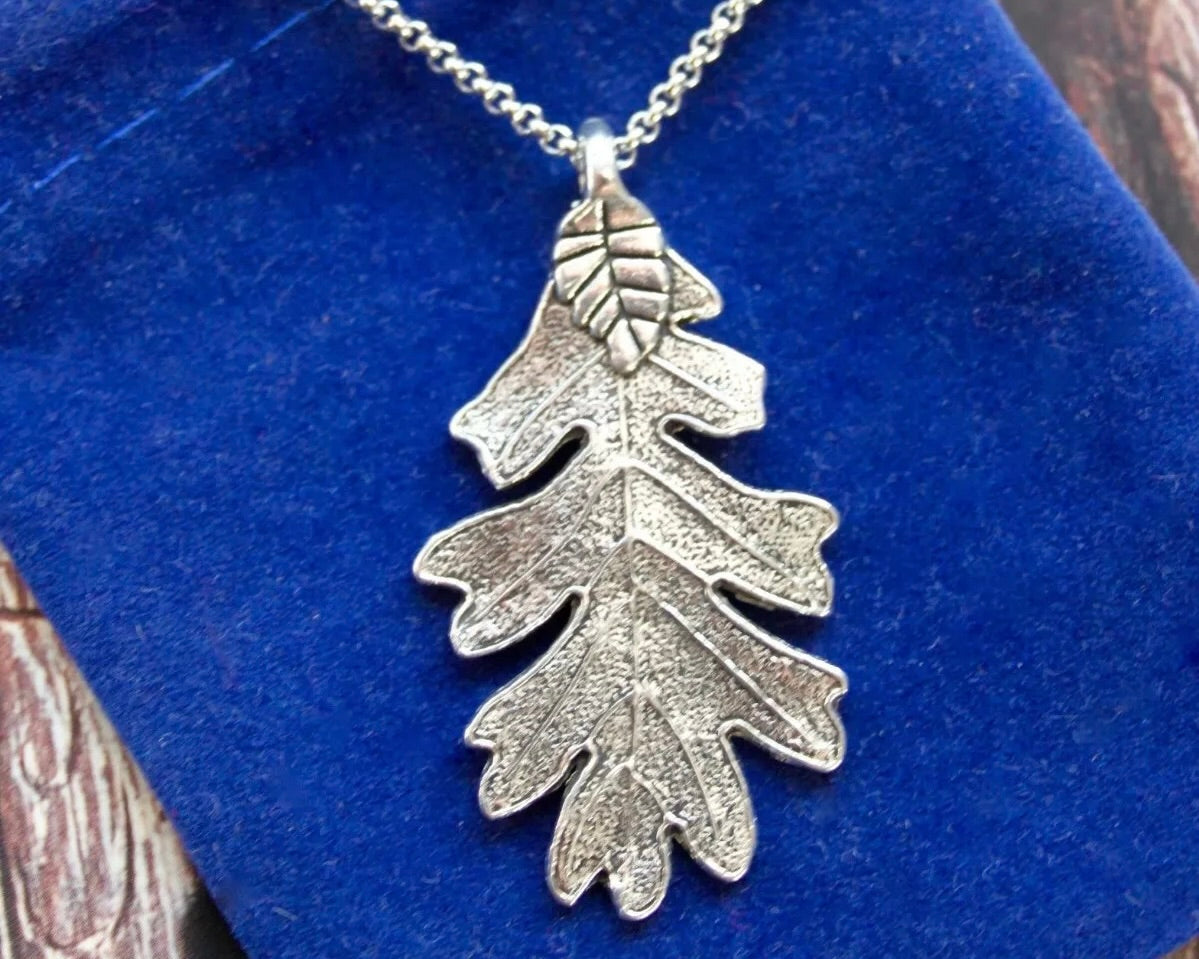 Oak Leaf Pendant Necklace with Gift Pouch