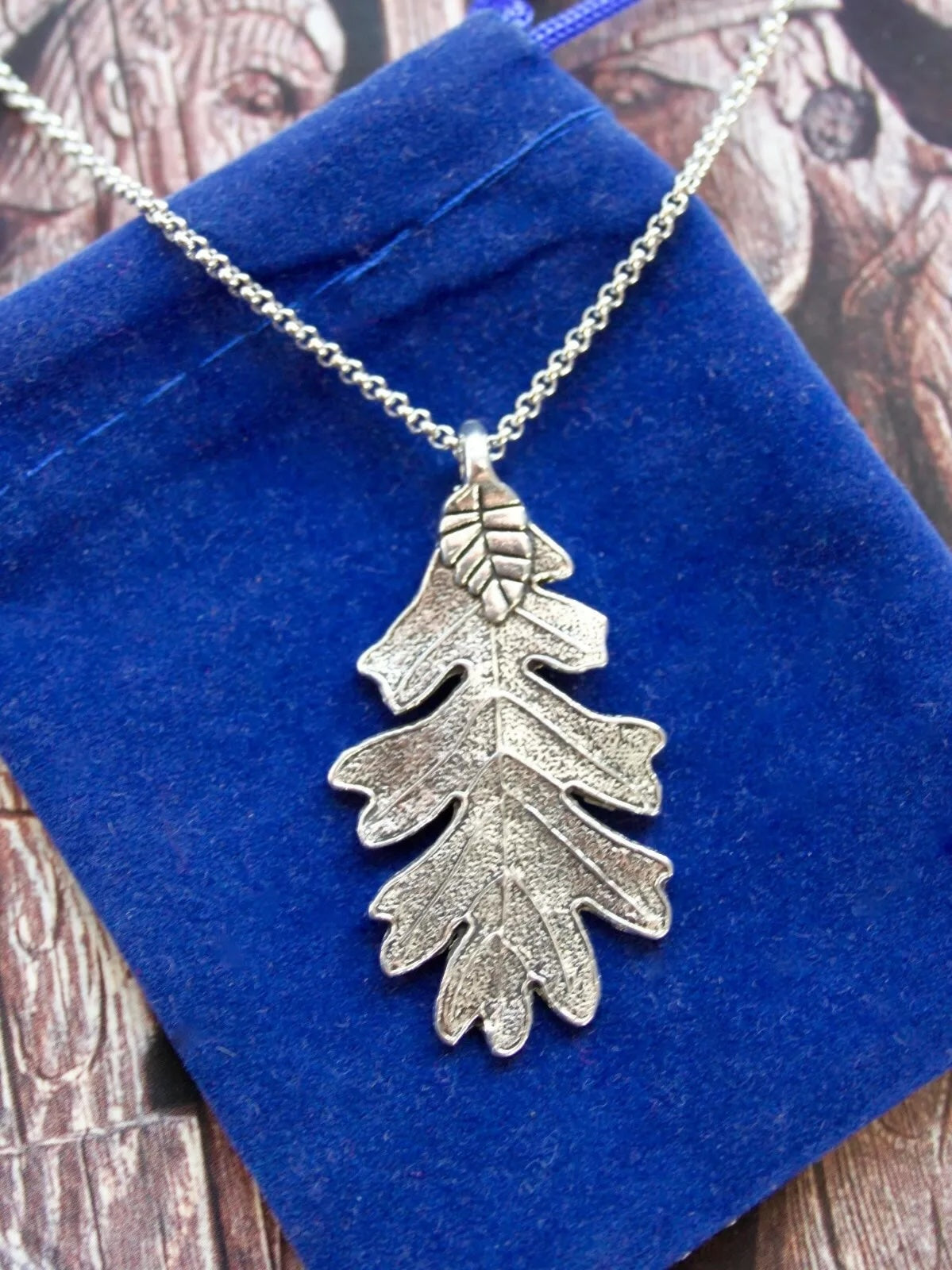 Oak Leaf Pendant Necklace with Gift Pouch
