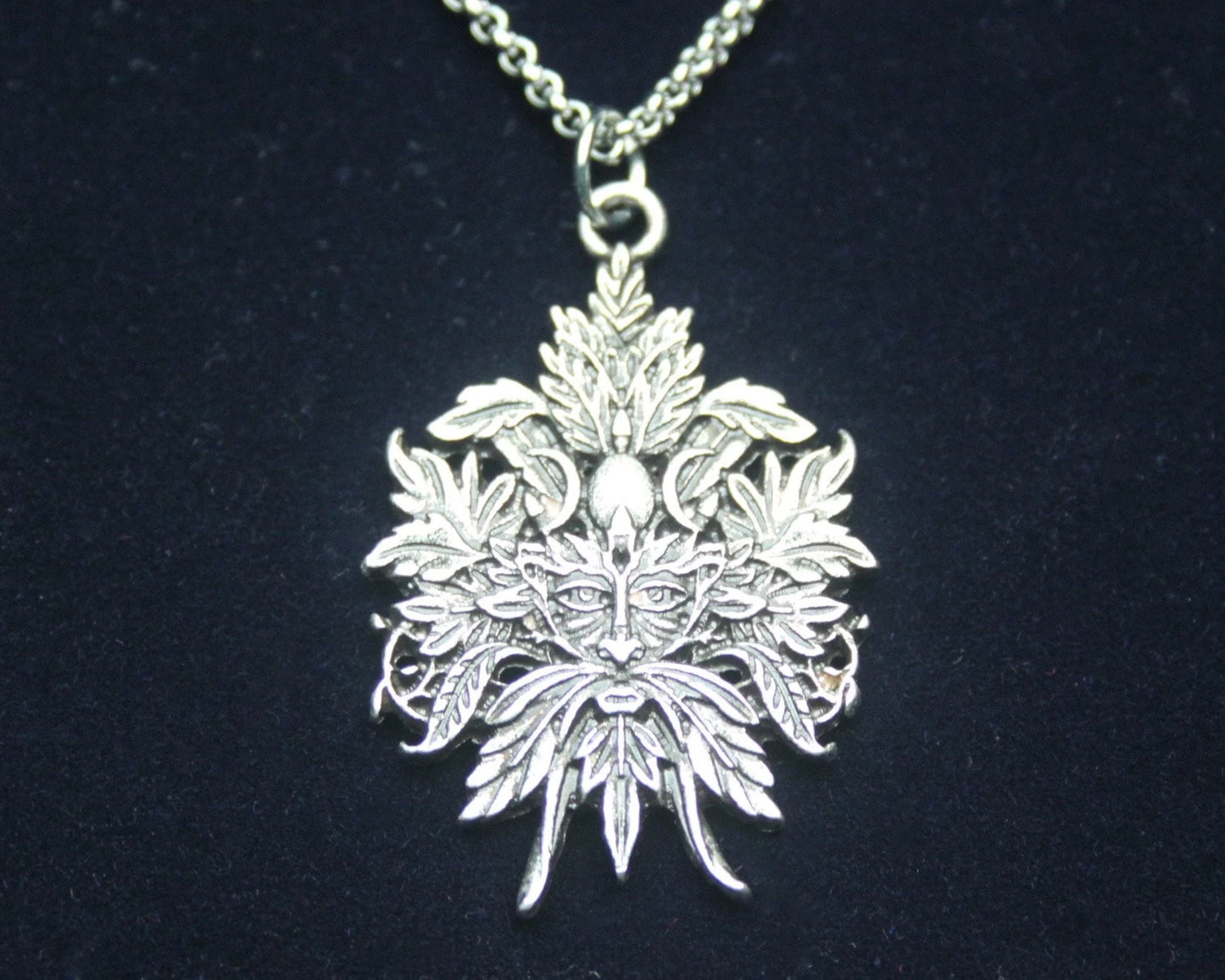 Green Man Pendant Necklace with Gift Pouch