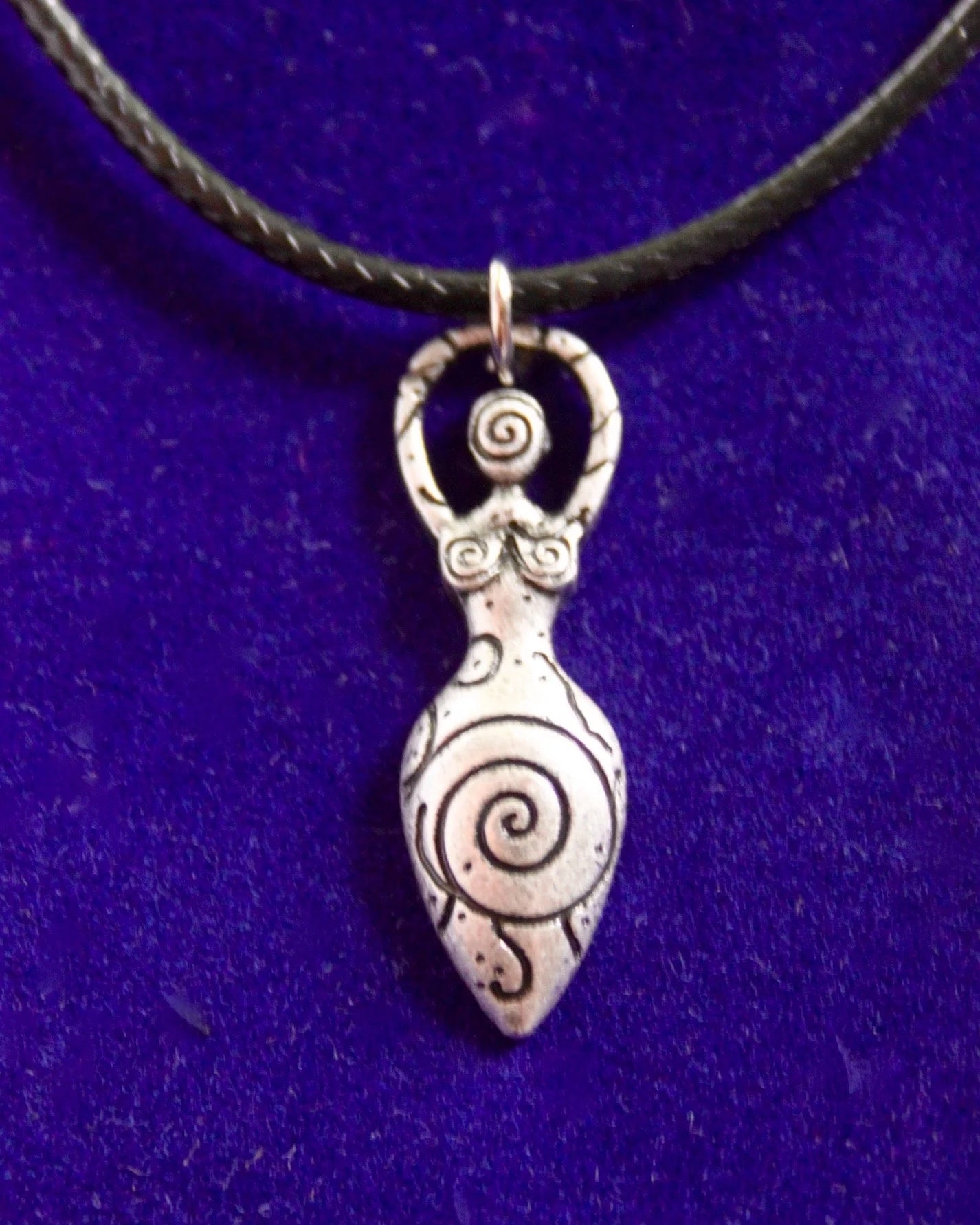Small Spiral Goddess Pendant Cord Necklace with Gift Pouch