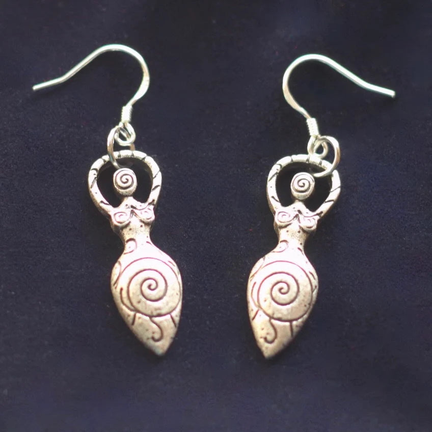 Spiral Goddess Pendant Earrings with Gift Pouch