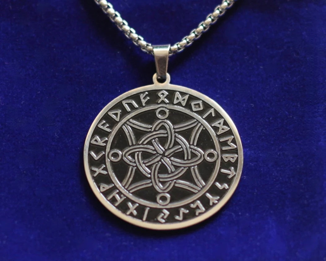 Witch Knot Rune Pendant Necklace with Gift Pouch