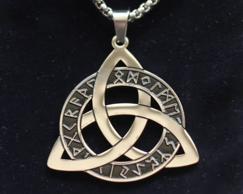 Triquetra Rune Pendant Necklace with Gift Pouch