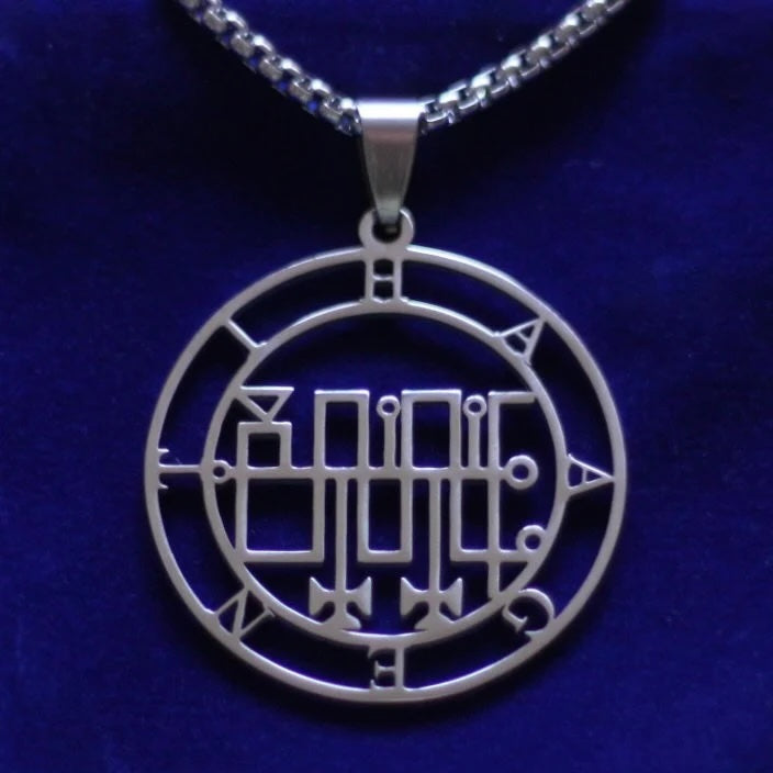 Haagenti Sigil Pendant Necklace, Silver Stainless Steel, Lesser Key of Solomon
