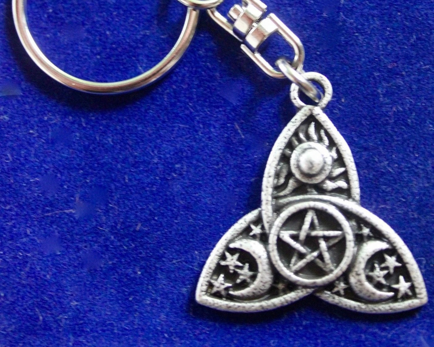Pentagram Triquetra Keyring with Gift Pouch