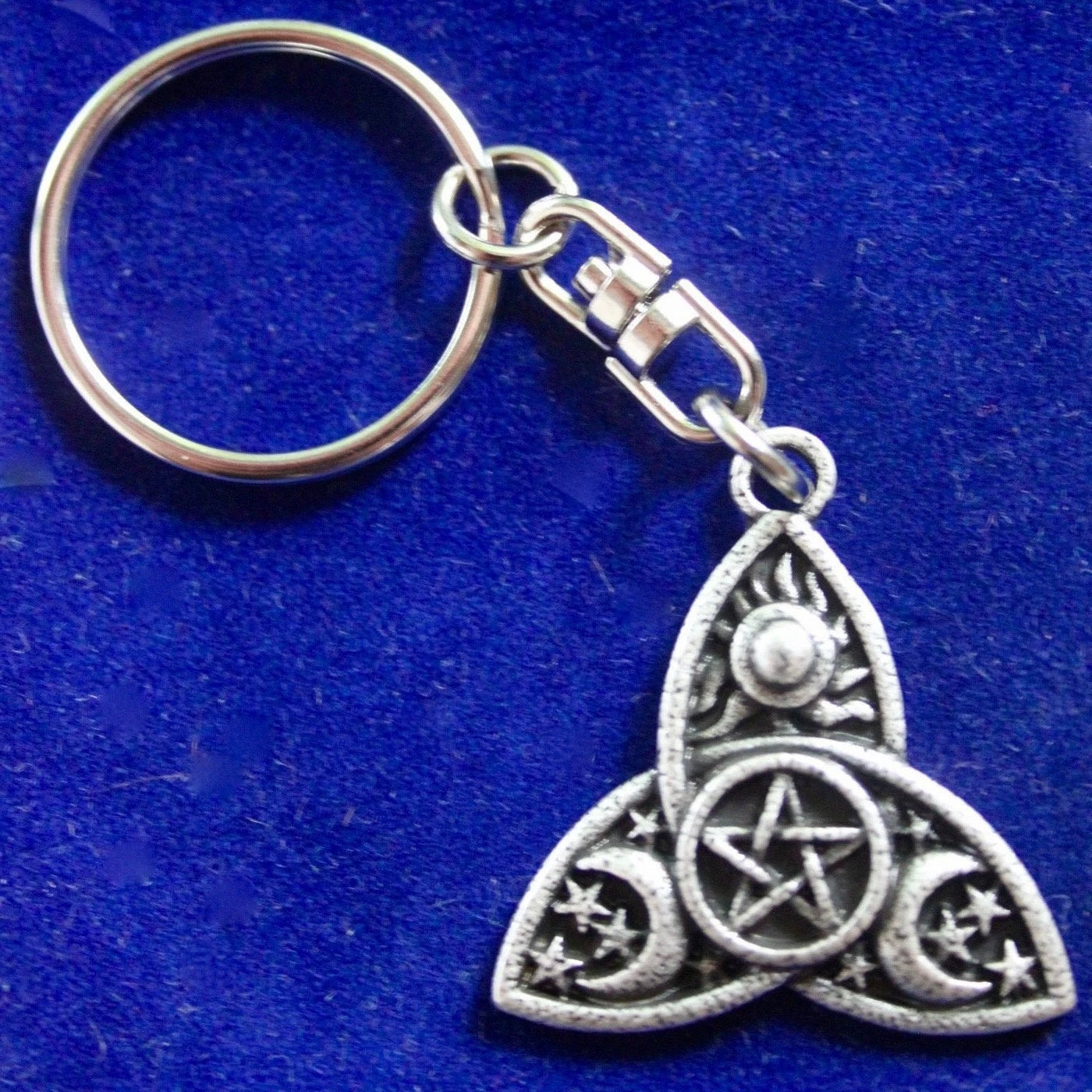 Pentagram Triquetra Keyring with Gift Pouch