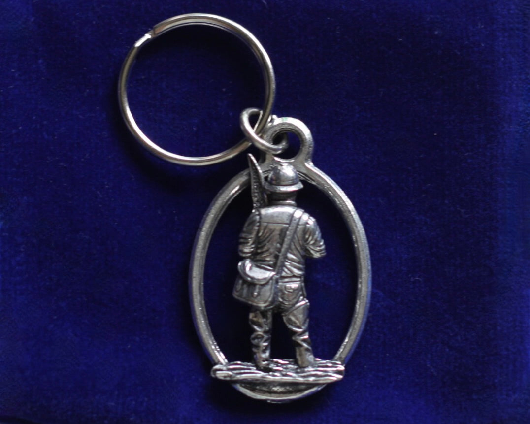 Angler Fishing Keyring with Gift Pouch, Pewter, silver metal