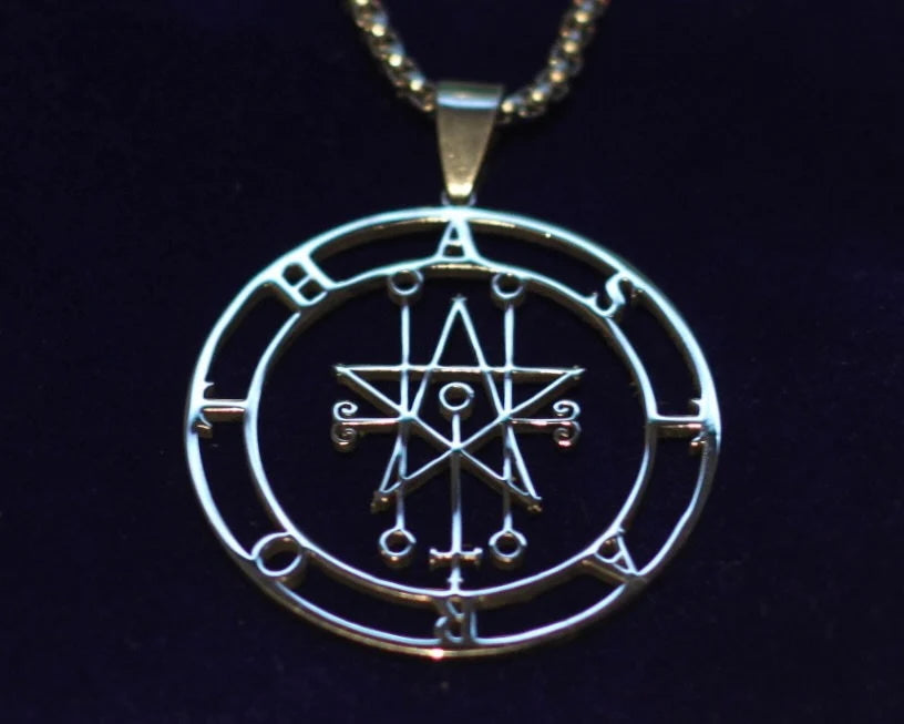 Astaroth Sigil Pendant Necklace, Silver Stainless Steel, Lesser Key of Solomon