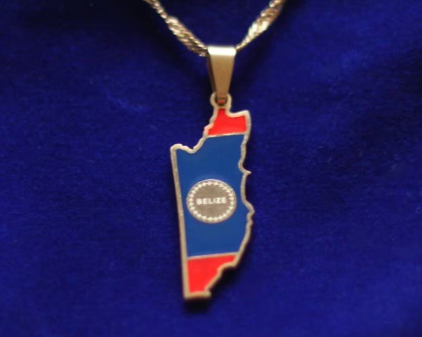 Belize Pendant Necklace with Gift Pouch, Gold Stainless Steel