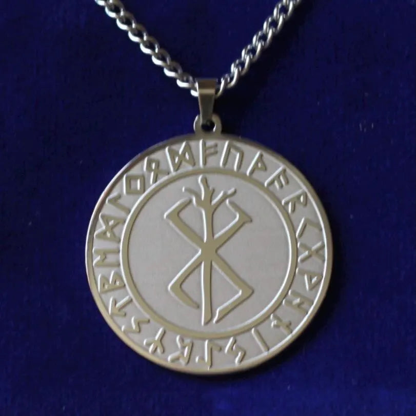Viking Berserker Rune Pendant Necklace with Gift Pouch