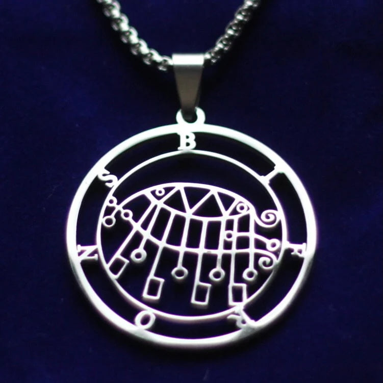 Bifrons Sigil Pendant Necklace, Silver Stainless Steel, Lesser Key of Solomon