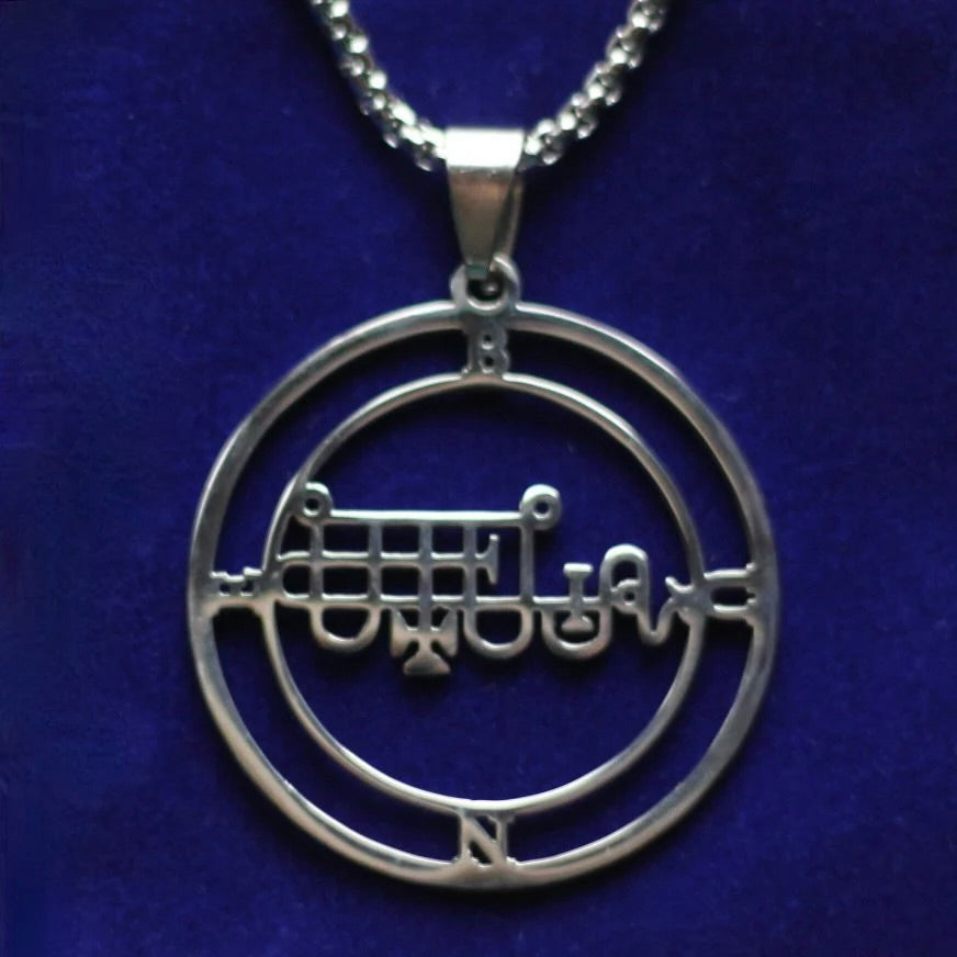 Bune Sigil Pendant Necklace, Silver Stainless Steel, Lesser Key of Solomon