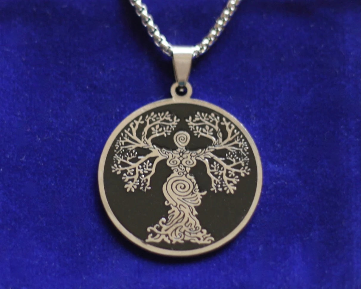 Spiral Goddess Tree of Life Pendant Necklace with Gift Pouch