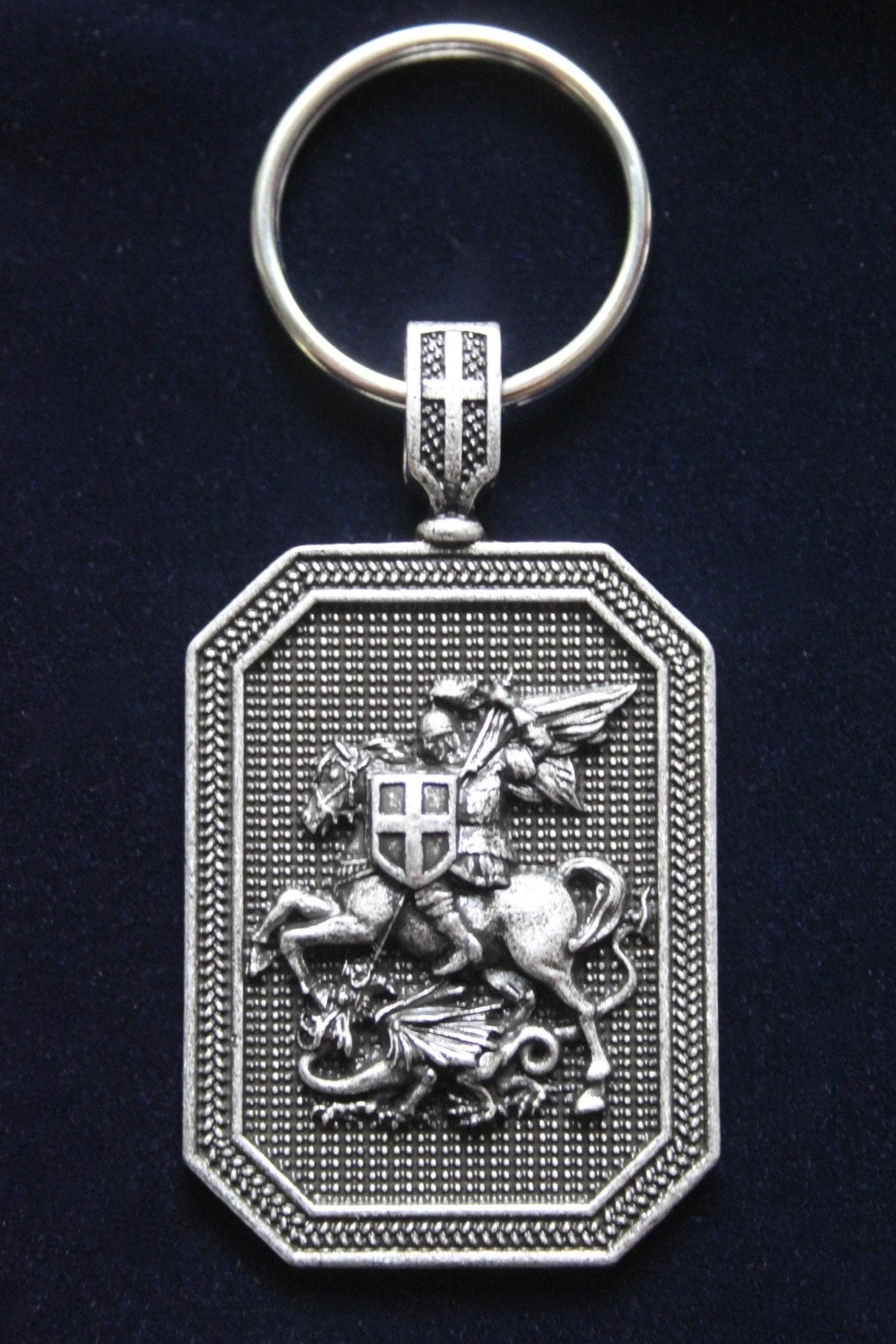 Saint George Metal Keyring with Gift Pouch