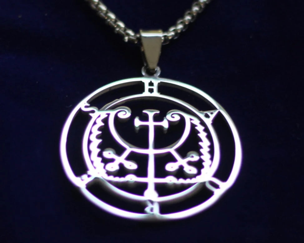 haures sigil silver pendant necklace