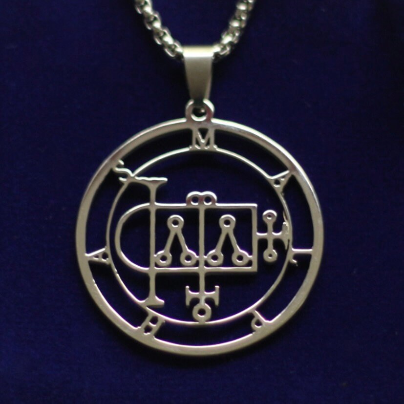 Malphas Sigil Pendant Necklace, Silver Stainless Steel, Lesser Key of Solomon