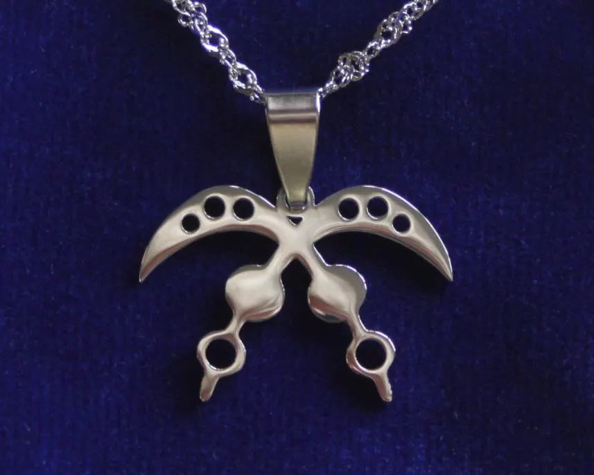 Akofena Adinkra Pendant Necklace & Gift Pouch, Silver Stainless Steel