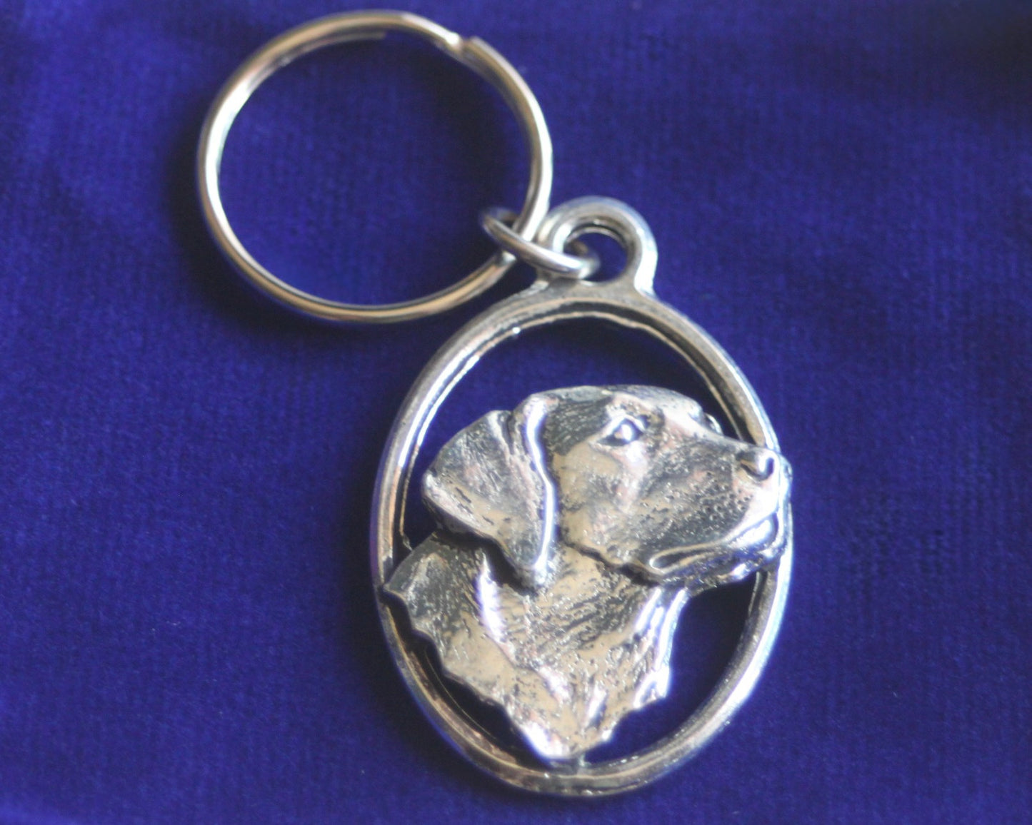 Labrador Dog Keyring with Gift Pouch, Pewter, silver metal