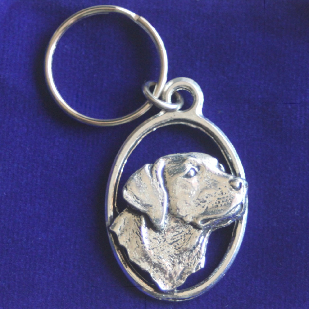 Labrador Dog Keyring with Gift Pouch, Pewter, silver metal
