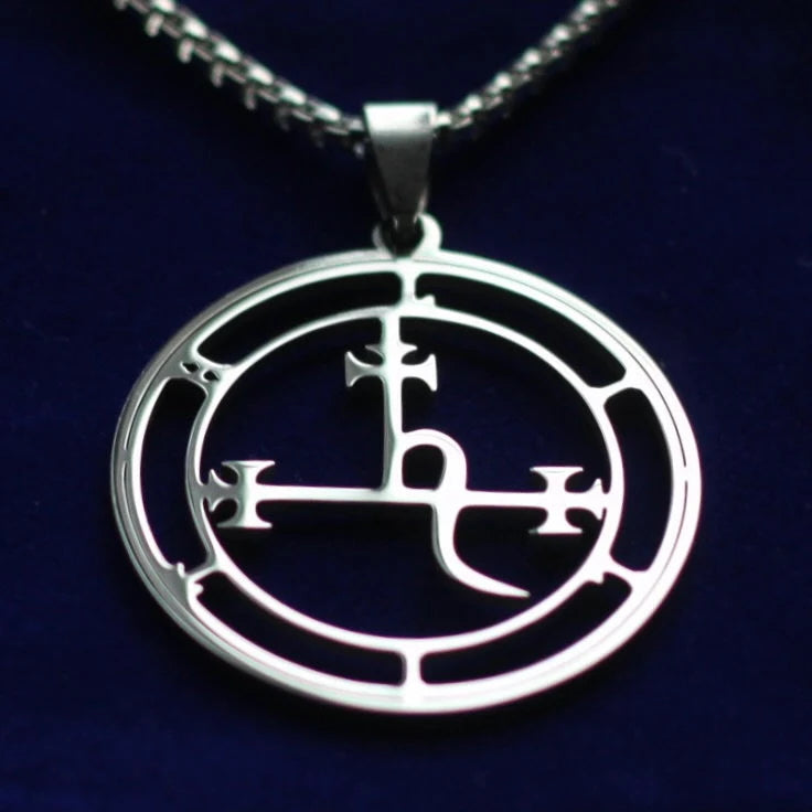 Lilith Sigil Pendant Necklace, Silver Stainless Steel, Lesser Key of Solomon