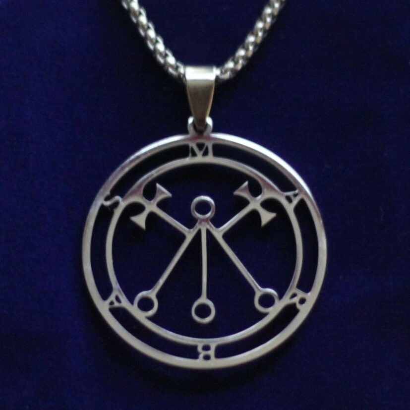 Marbas Sigil Pendant Necklace, Silver Stainless Steel, Lesser Key of Solomon