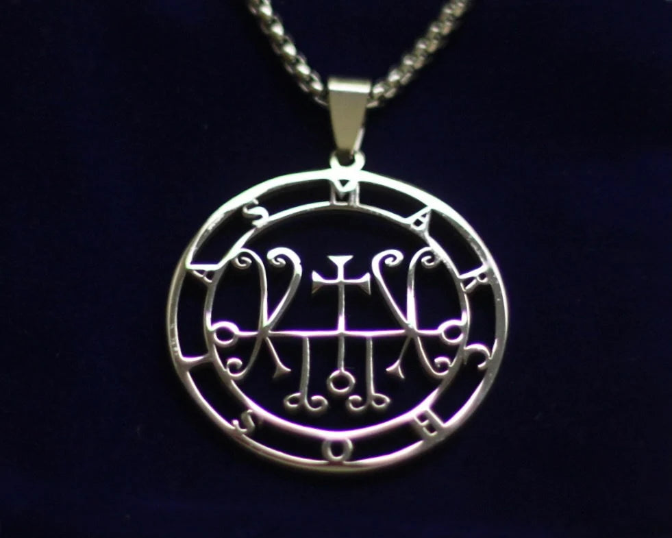 Marchosias Sigil Pendant Necklace, Silver Stainless Steel, Lesser Key of Solomon