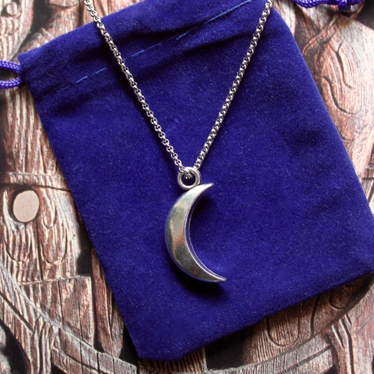 3D Crescent Moon Pendant Necklace with Gift Pouch