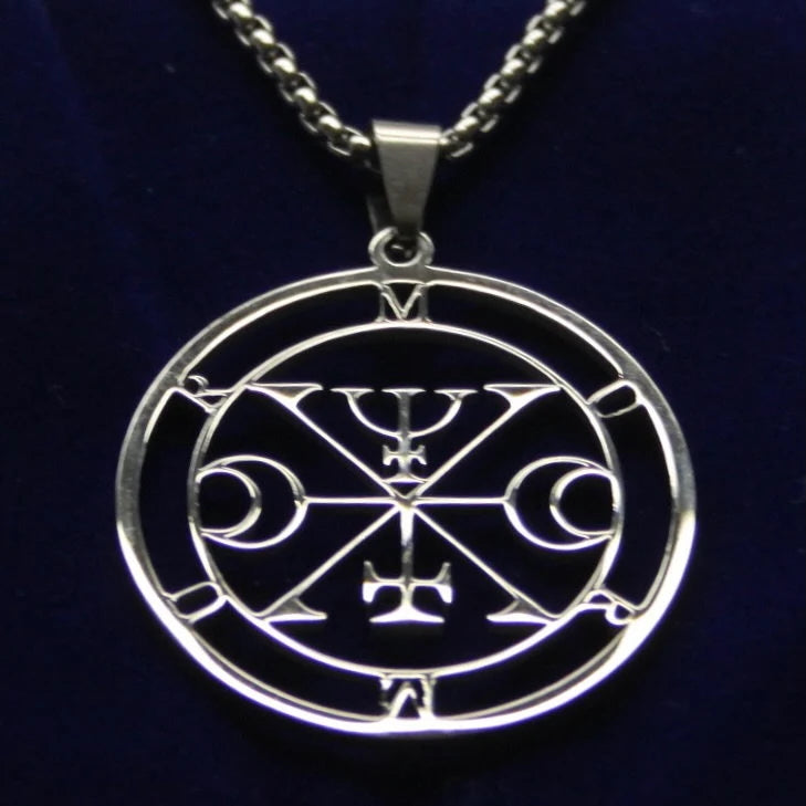 Murmur Sigil Pendant Necklace, Silver Stainless Steel, Lesser Key of Solomon