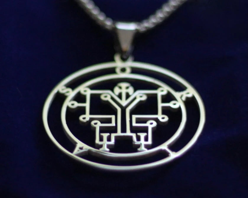 Orias Sigil Pendant Necklace, Silver Stainless Steel, Lesser Key of Solomon