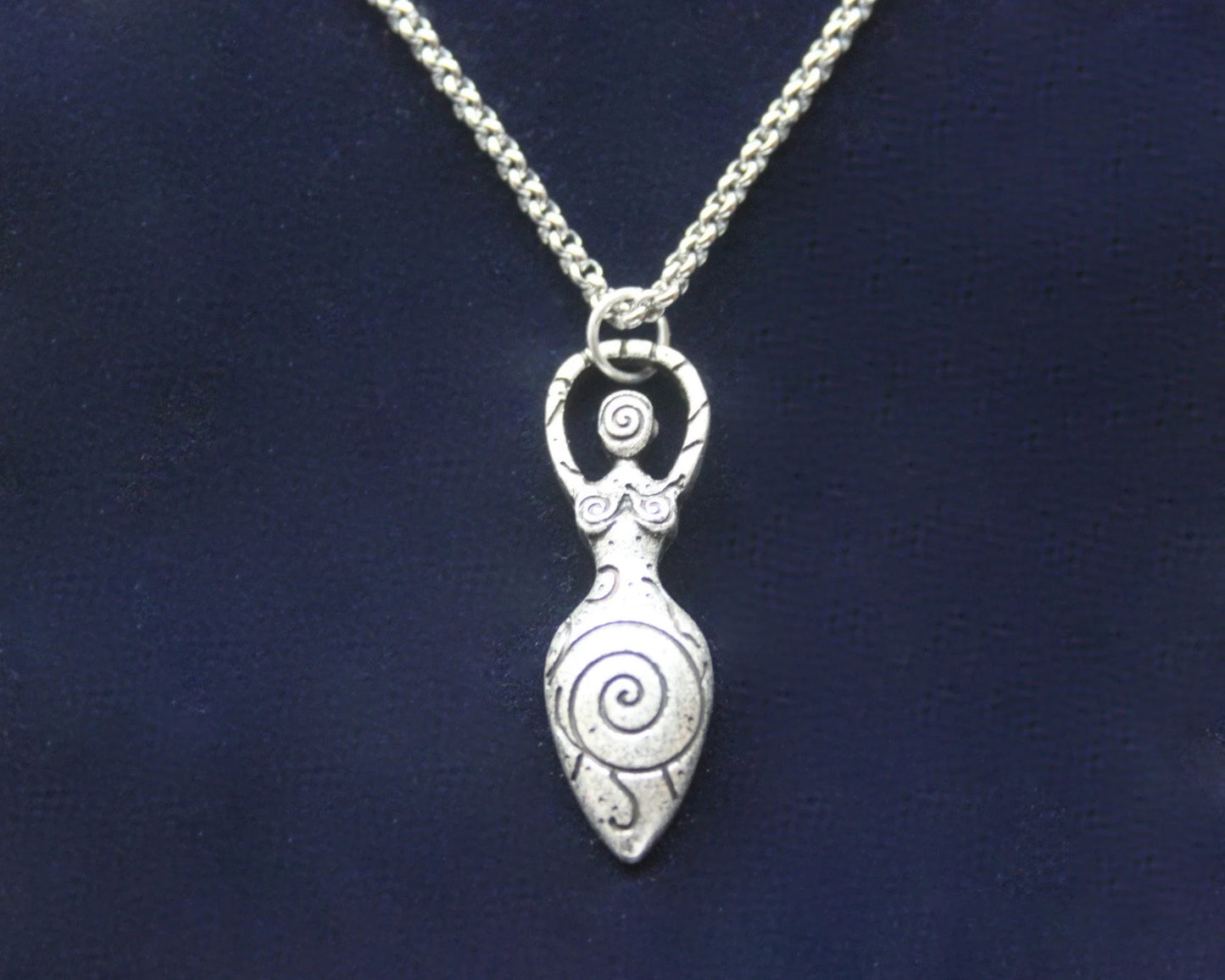 Small Spiral Goddess Pendant Necklace with Gift Pouch