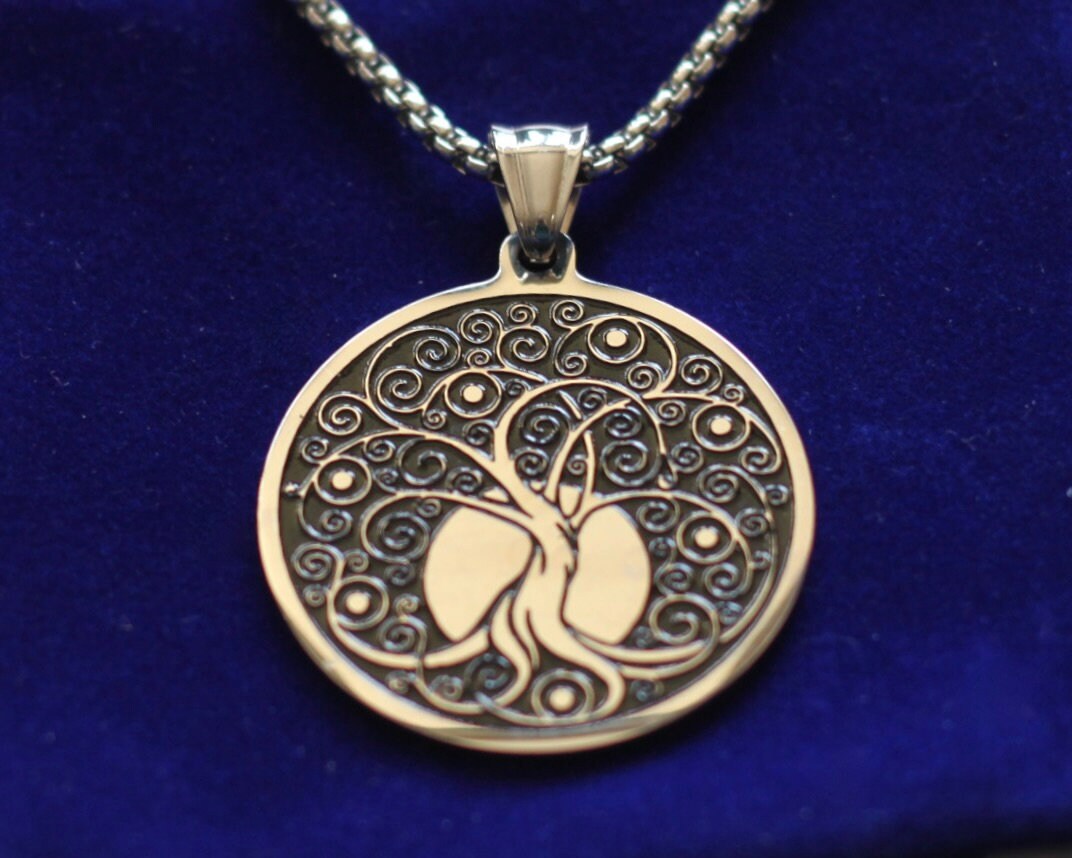 Tree of Life Moon Pendant Necklace with Gift Pouch