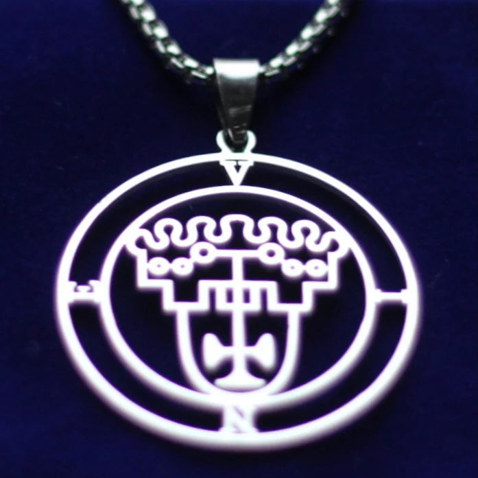 Vine Sigil Pendant Necklace, Silver Stainless Steel, Lesser Key of Solomon