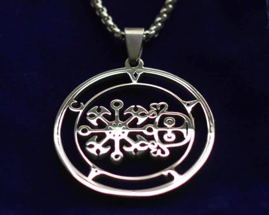 Valac Sigil Pendant Necklace, Silver Stainless Steel, Lesser Key of Solomon