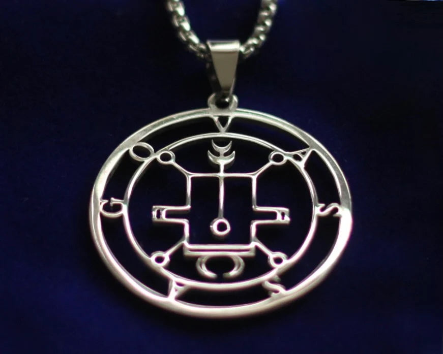 Vassago Sigil Pendant Necklace, Silver Stainless Steel, Lesser Key of Solomon