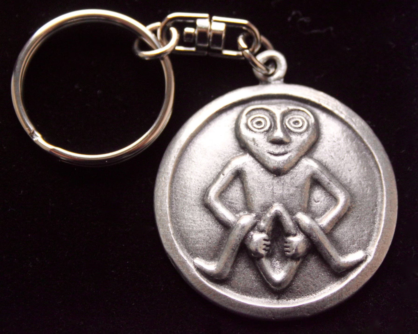 Sheela Na Gig Keyring with Gift Pouch, Pewter