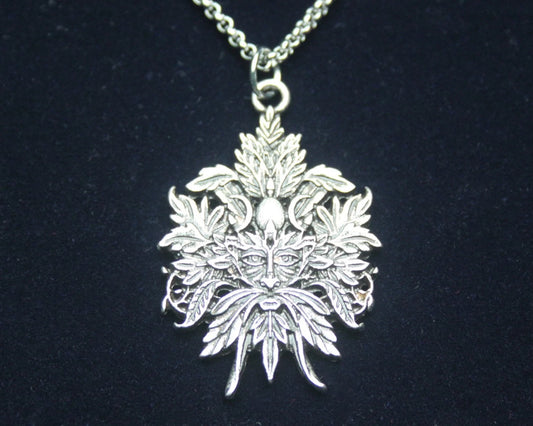 Green Man Pendant Necklace with Gift Pouch