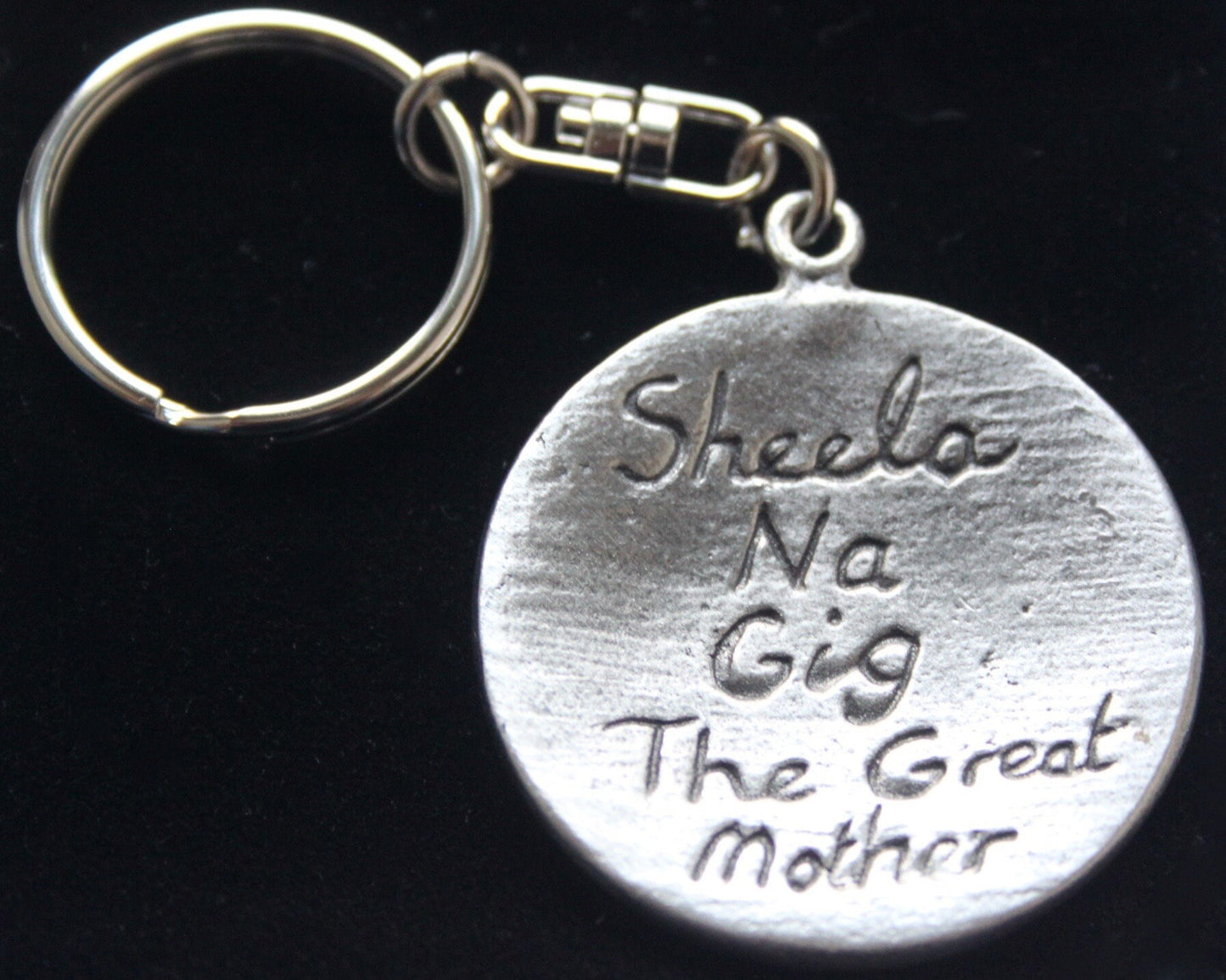 Sheela Na Gig Keyring with Gift Pouch, Pewter