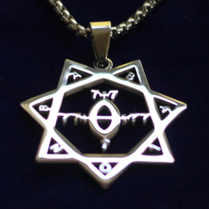 Babalon Sigil Pendant Necklace, Silver Stainless Steel, Lesser Key of Solomon