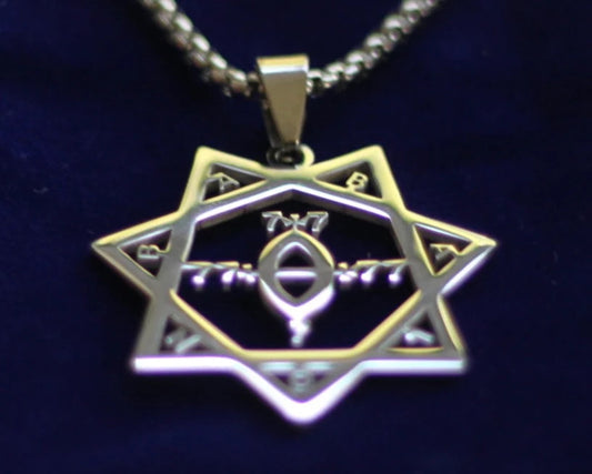 Babalon Sigil Pendant Necklace, Silver Stainless Steel, Lesser Key of Solomon