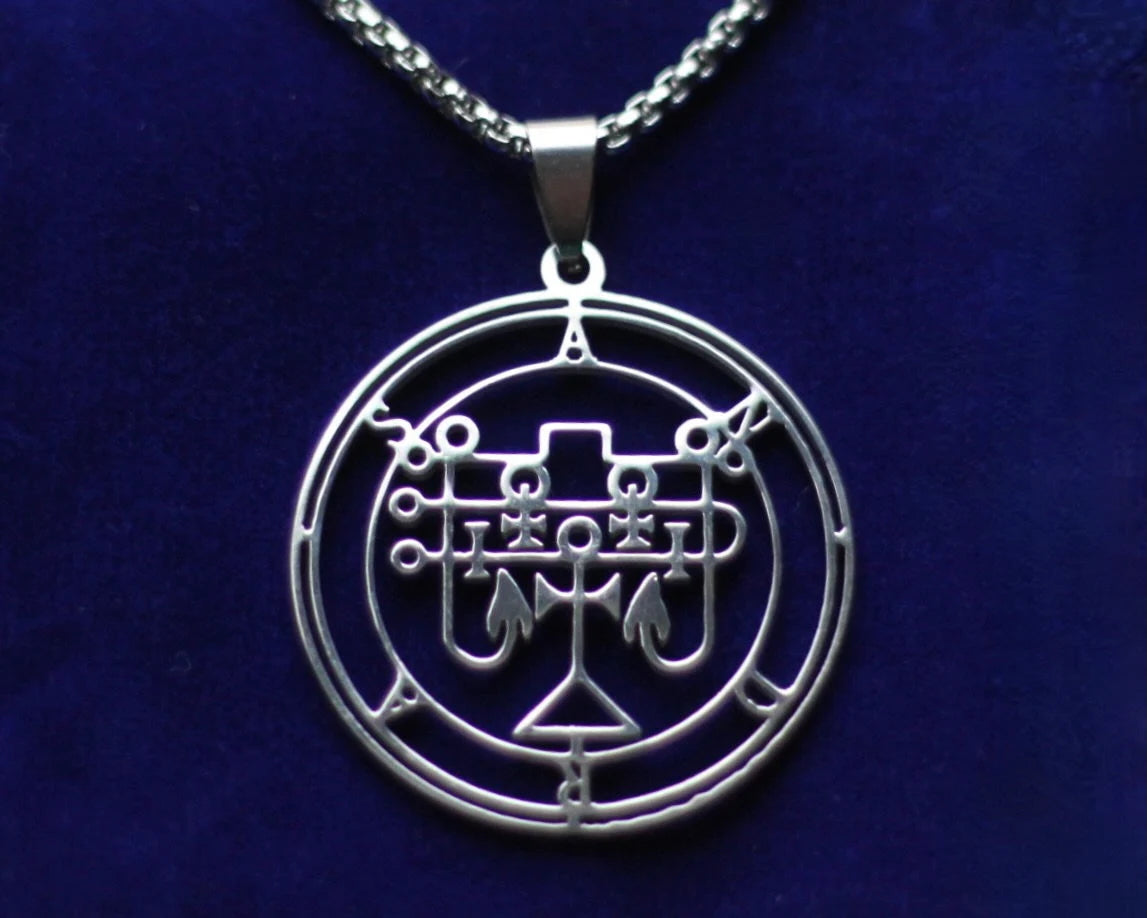 andras sigil silver pendant necklace