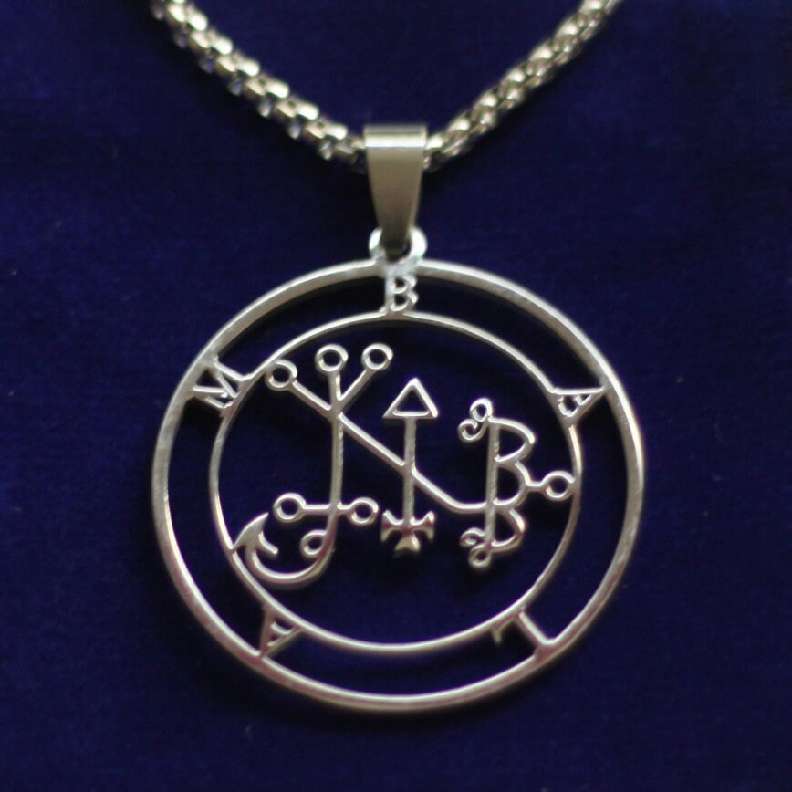 Balam Sigil Pendant Necklace, Silver Stainless Steel, Lesser Key of Solomon