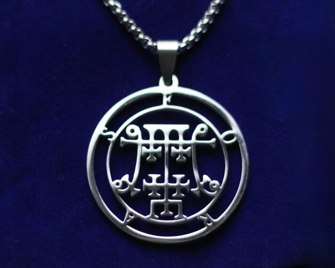 foras sigil silver pendant necklace
