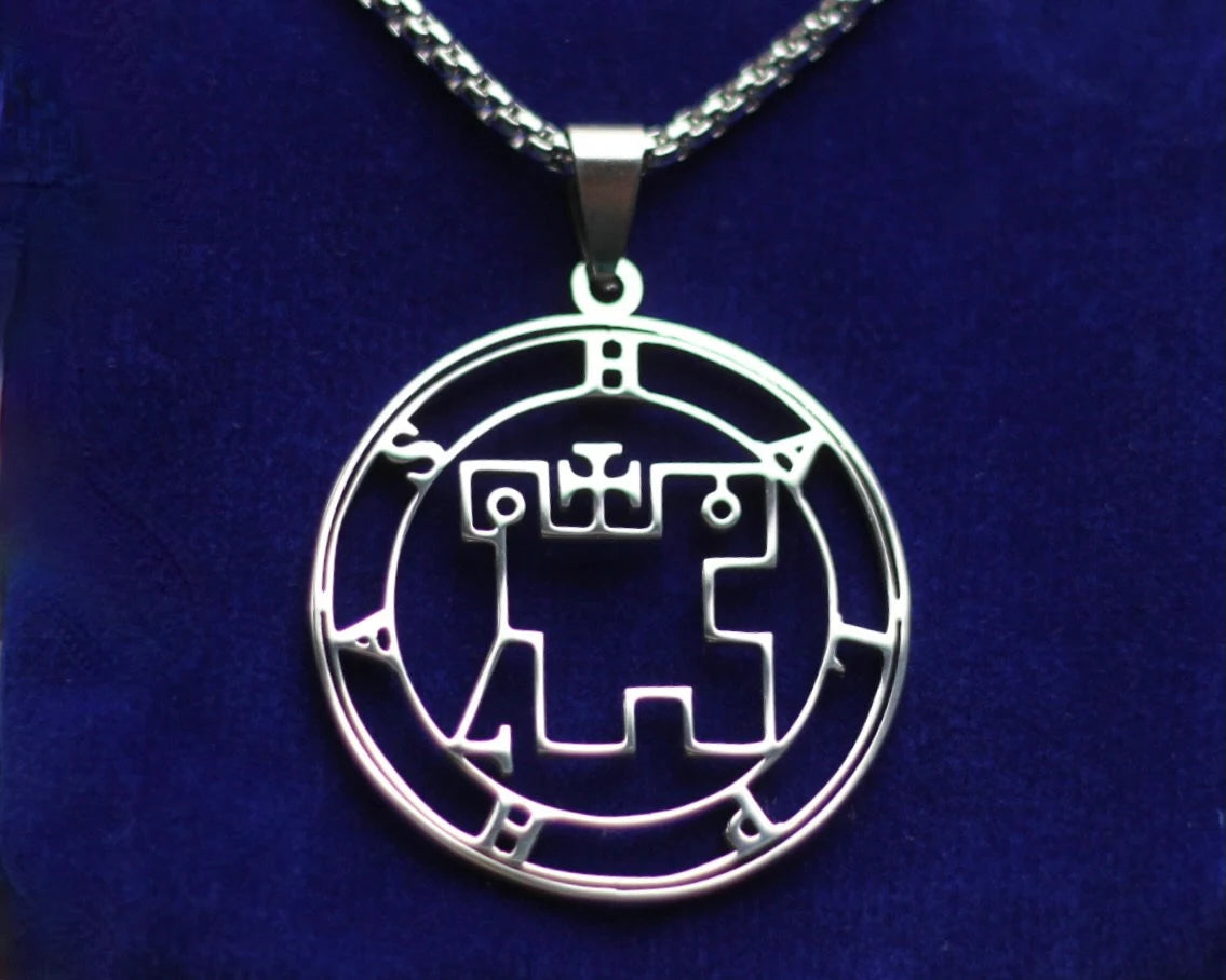 halphas sigil silver pendant necklace