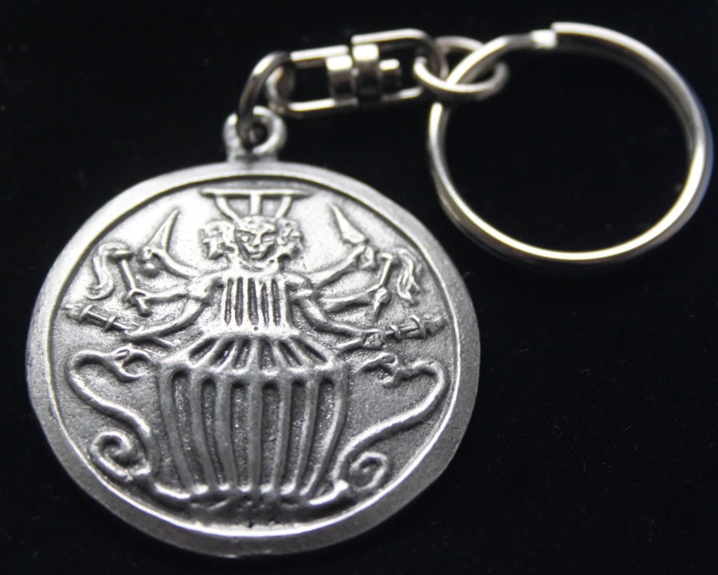 Hekate Pewter Keyring with Gift Pouch, Metal Keychain