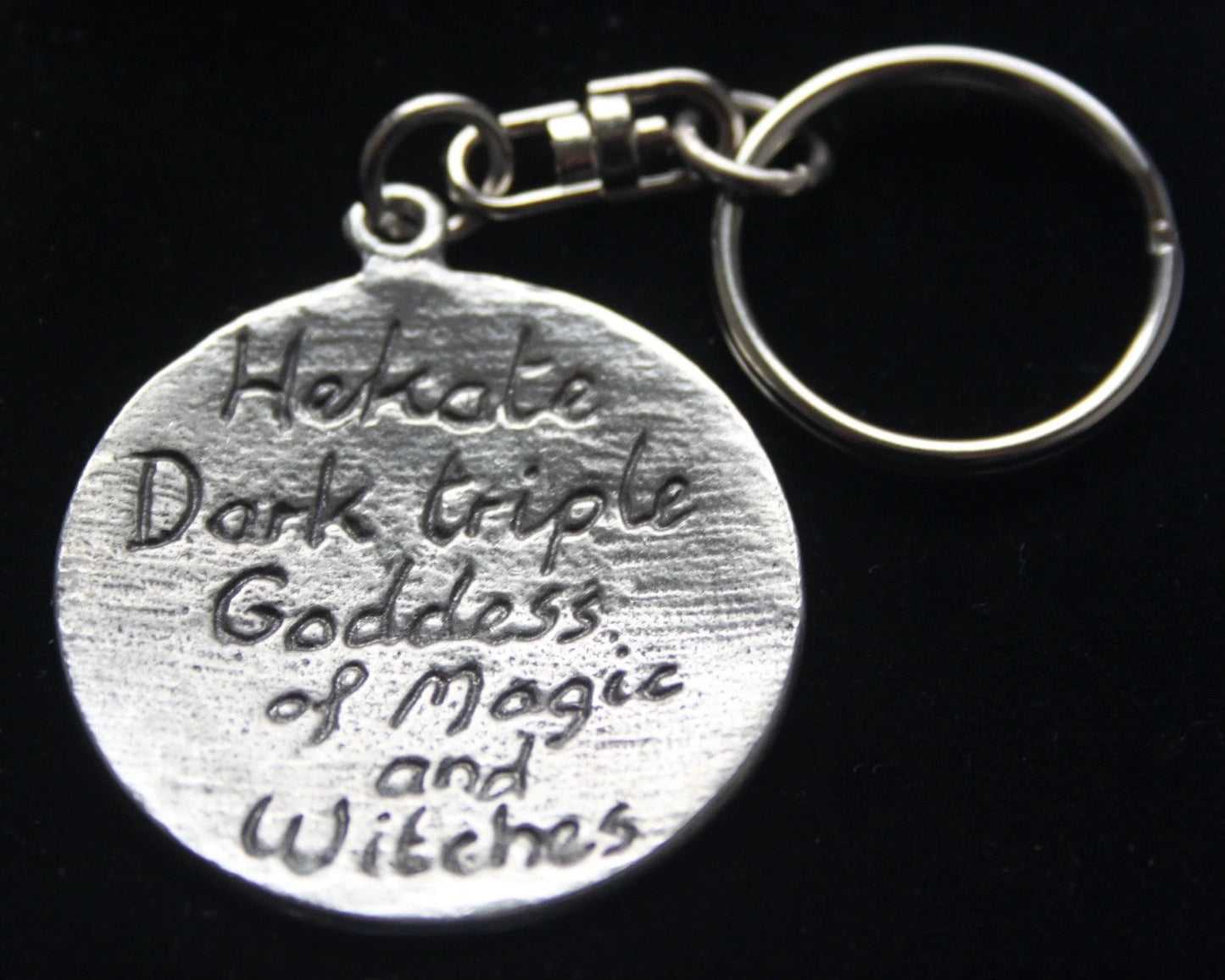 Hekate Pewter Keyring with Gift Pouch, Metal Keychain