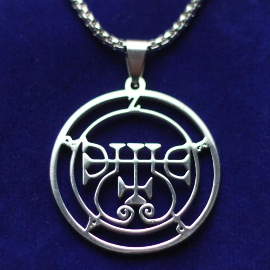 Zepar Sigil Pendant Necklace, Silver Stainless Steel, Lesser Key of Solomon